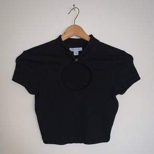 Topshop keyhole black crop top